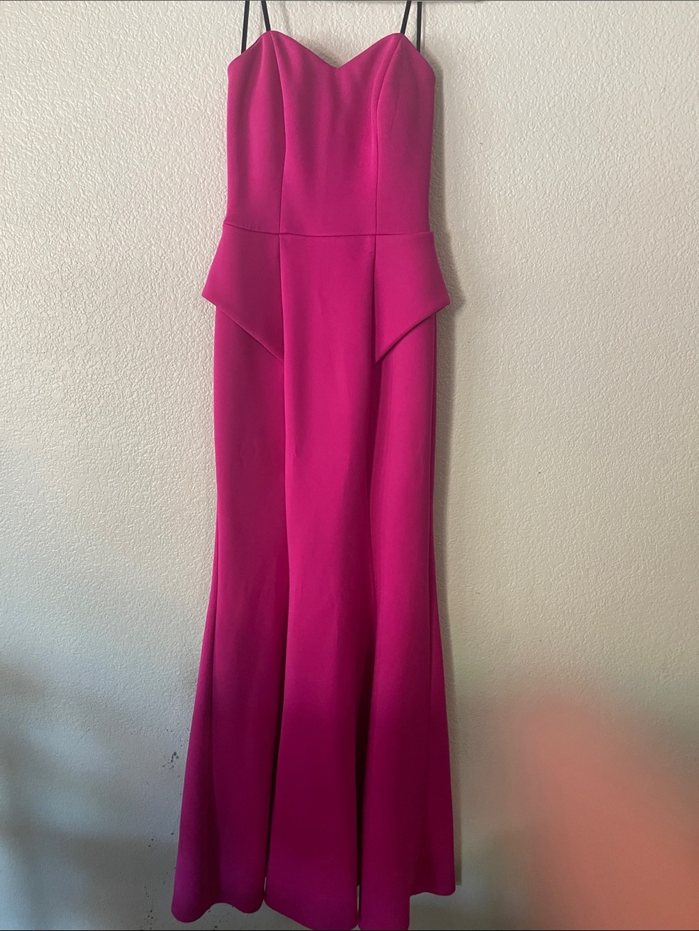 Strapless Peplum Evening Dress in Fuchsia